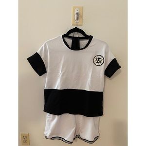 Black and White Shirt with Shorts